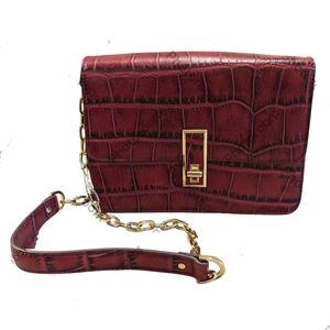 G.I.L.I. Garnet Crocodile Embossed Leather Crossbody Purse